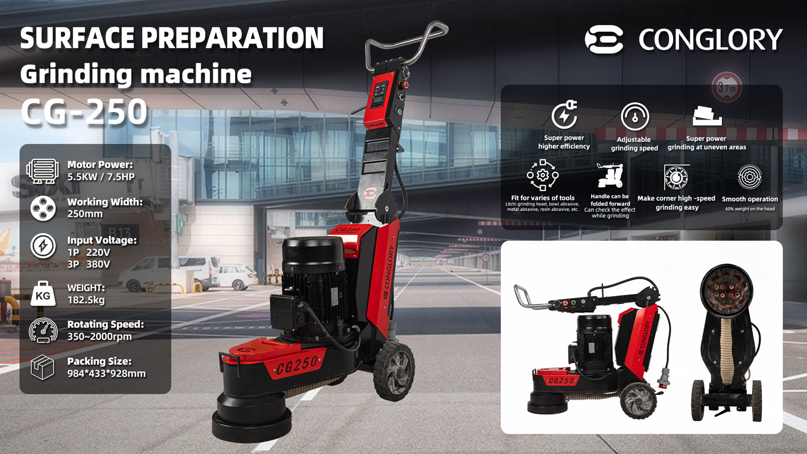 CG250 Single Head Heavy Duty Grinder - Image 2